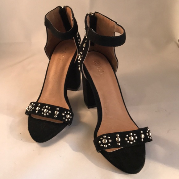 RAYE Black suede studded heels size 37(7) - Picture 2 of 5